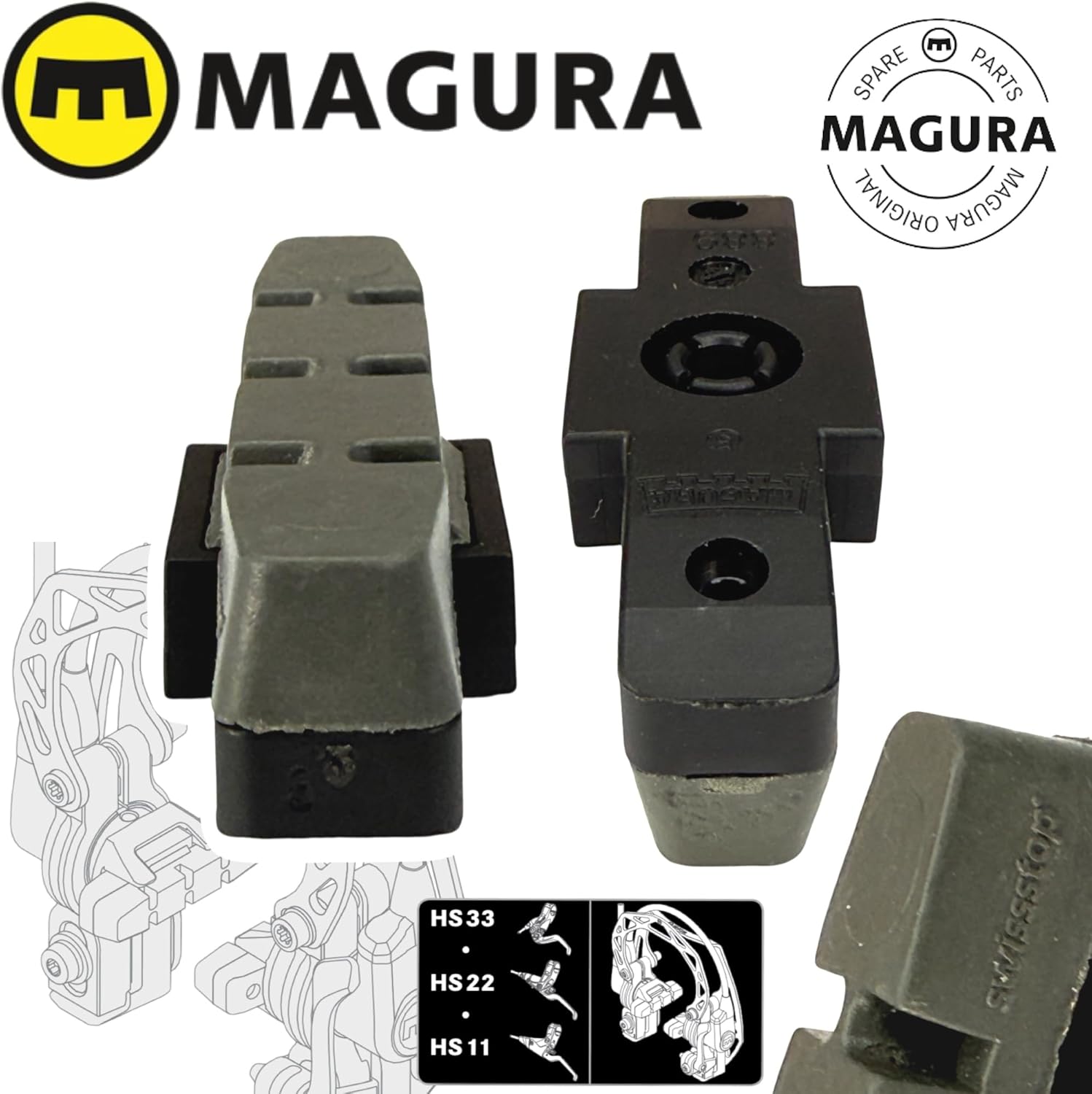 Magura Bremsbeläge für hydraulische Felgenbremse Set Grau