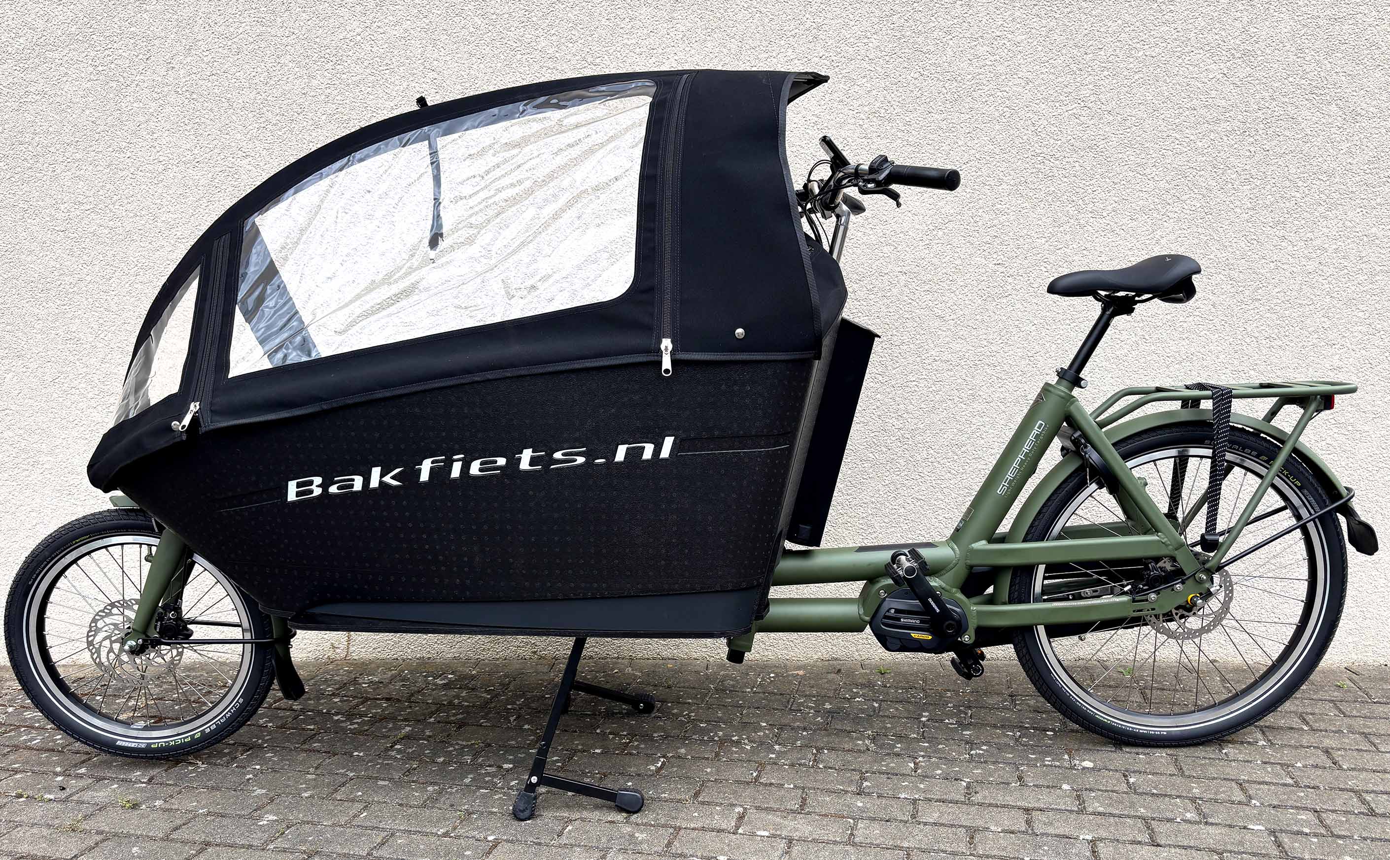 Bakfiets Cargo Shepherd Steps grün | 504WH | E-Lastenrad | 2024 | Freilauf