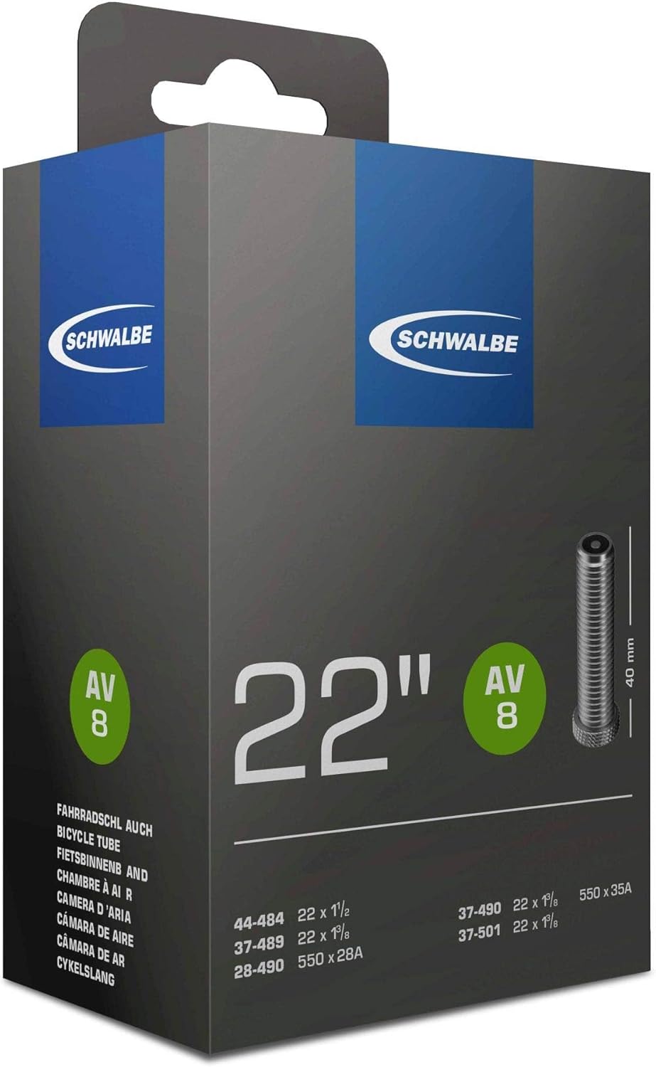 Schwalbe Schlauch 22" SW - 8- Schrader 28-37-489-501