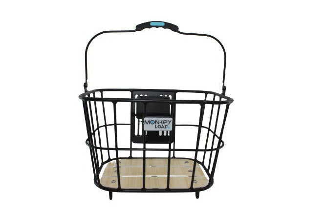 MonkeyLoad Korb vorn Helsingborg schwarz mit Holz KlickFix