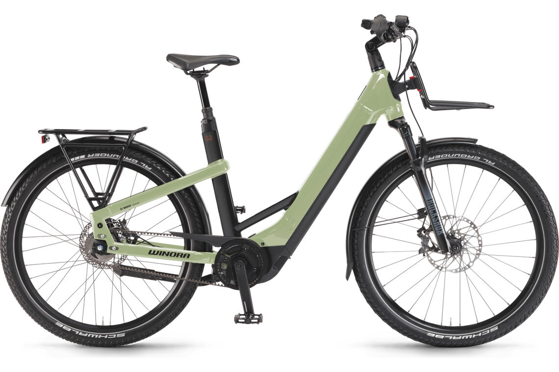 Winora Yakun R5 Pro grün | 750WH | E-Bike Damen Trekking | 2024 | Freilauf-Nabe