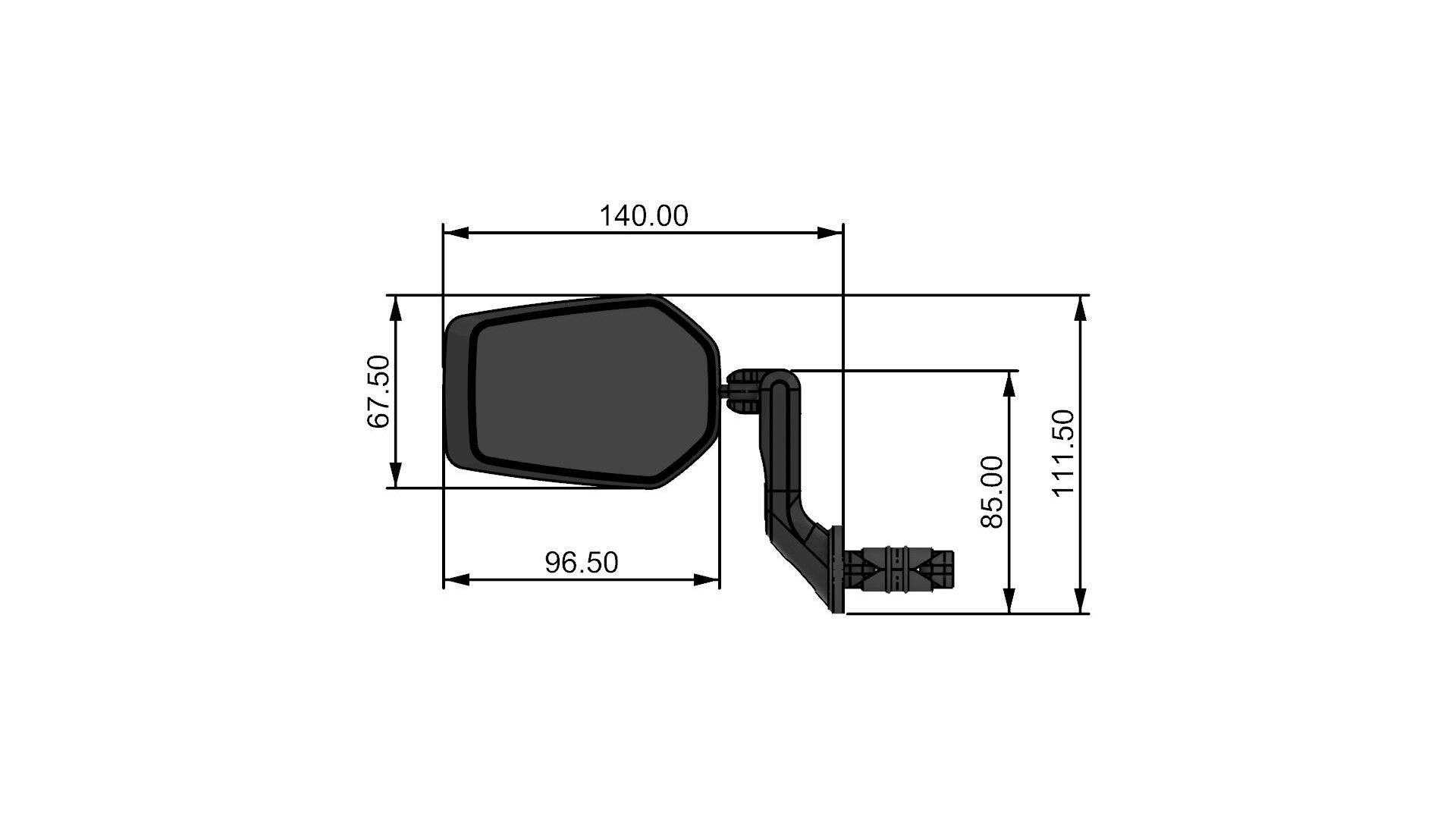 CONTEC Rückspiegel E-View Evo S rechts oder links 85mm Arm