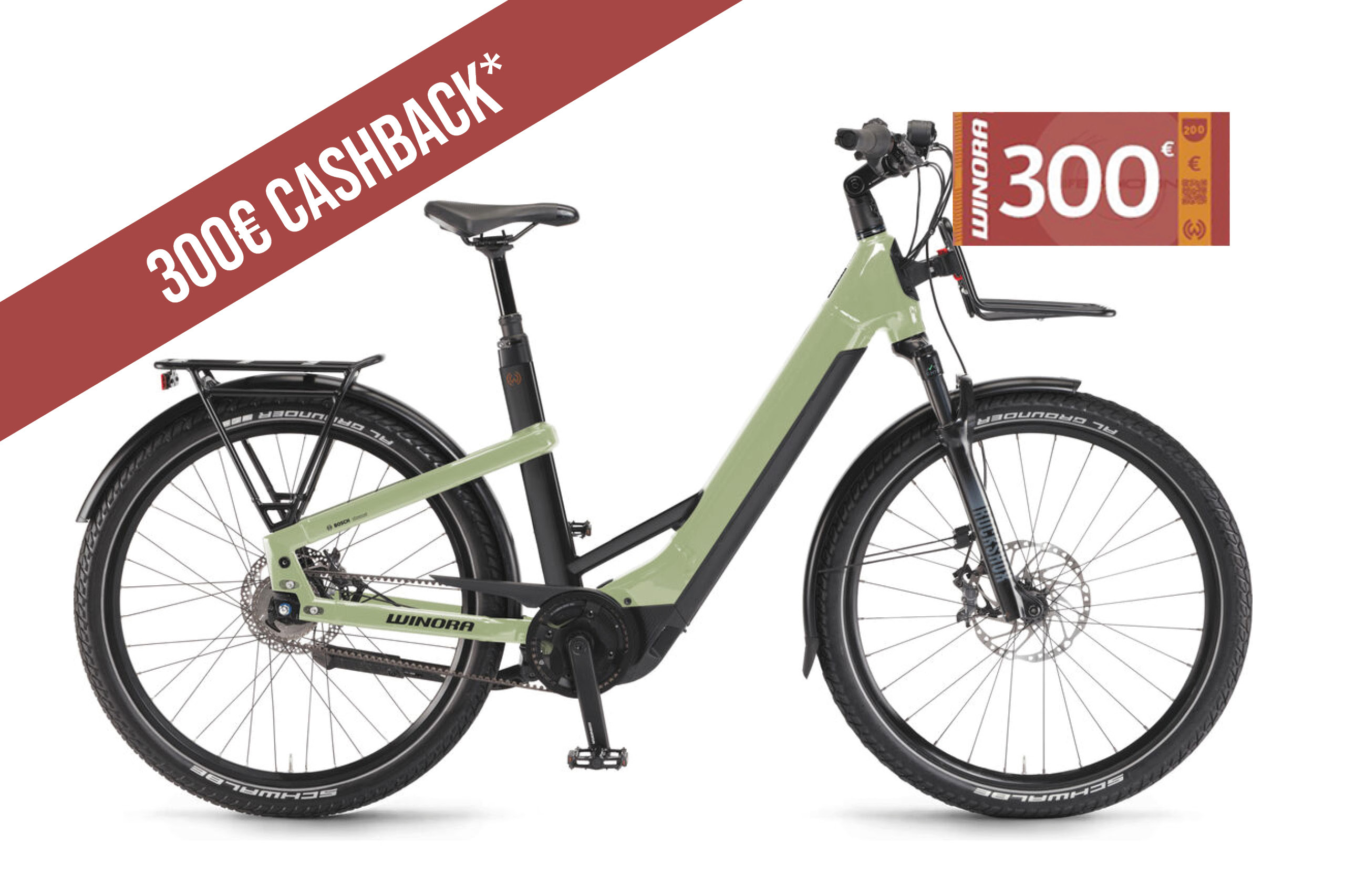 Winora Yakun R5 Pro grün | 750WH | E-Bike Damen Trekking | 2024 | Freilauf-Nabe